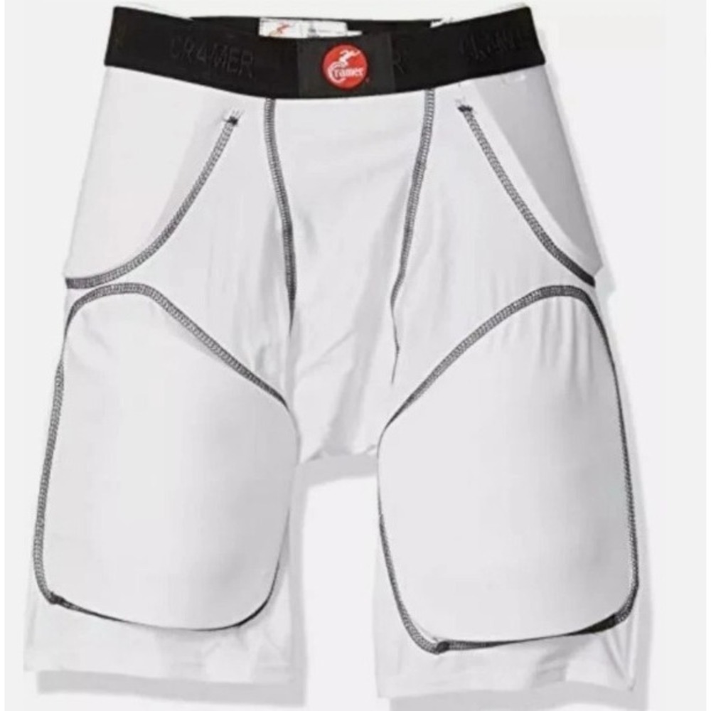 Cramer 5-Pad Girdle Youth Football Pants Size 2XL Cup Pocket Lightweight White